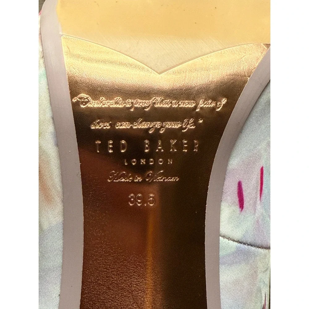 Ted Baker London Floral Satin Pointed Toe Pumps Rose Gold Detail Heels Size 38.5 - Picture 7 of 7